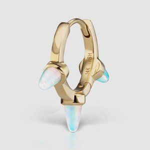 MARIA TASH YELLOW GOLD 14K TRIPLE SHORT OPAL SPIKE HOOP EARRING SINGLE